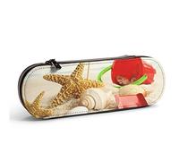 Estuche para lápices, diseño de conchas de estrellas de mar, juguetes de impresión de cuero, bolsa de lápices de gran capacidad, estuche para lápices y cosméticos
