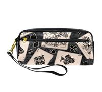 Estuche para lápices, diseño de esqueleto, reina y rey, bolsa para bolígrafos de piel sintética con cremallera, para niños y niñas, suministros escolares y de oficina