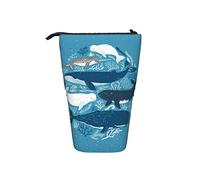 Estuche para lápices, diseño de naturaleza, vida, mar, coral, ballena, tiburón, delfín, azul, bolsa de cosméticos ligera para niñas, bolsa de maquillaje de gran capacidad, multicolor, Talla única,