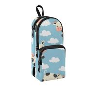 Estuche para lápices, diseño de nubes blancas, de gran capacidad, con compartimento, para estudiantes, escuela, oficina, trabajo, Vacas, nubes blancas, Talla única, Maletín