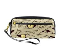 Estuche para lápices, diseño de ojos de monstruo zombi de Halloween, bolsa de piel sintética con cremallera para niños y niñas, suministros escolares y de oficina