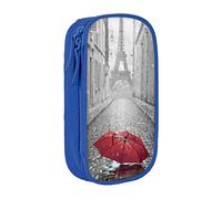Estuche para lápices, diseño de Torre Eiffel de París Street rojo, tamaño mediano, con doble cremallera, para el trabajo, bonito, Blue, Talla única, Maleta