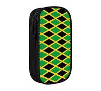 Estuche para lápices, diseño geométrico abstracto de la bandera de Jamaica, estuche organizador de papelería, color negro, color, 5.0cm*10.5cm*20.5cm, Estuche para lápices