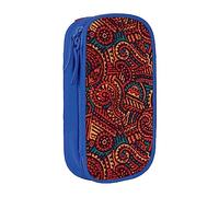 Estuche para lápices, diseño tribal étnico africano, vintage, bohemio, colorido, estuche para lápices, bolsa de papelería, bolsa organizadora de almacenamiento, color azul, color, 5.0cm*10.5cm*20.5cm,