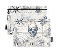 Estuche para lápices escolares con ventana transparente de aventuras de blanco y negro con ojales reforzados con cremallera, carpeta de 3 anillos para almacenar suministros escolares y profesores