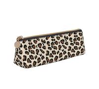 Estuche para lápices Estampado de leopardo Estuche para lápices de cuero Gran capacidad Estuche para lápices Bolsa de cosméticos Útiles escolares