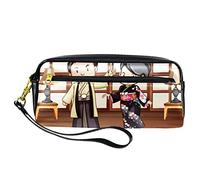 Estuche para lápices estilo kimono tradicional de piel sintética con cremallera para niños, niñas, suministros escolares y de oficina