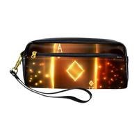 Estuche para lápices, estuche brillante de Ace of Diamonds para tarjetas de póquer, bolsa de piel sintética con cremallera para niños y niñas, suministros escolares y de oficina