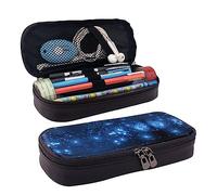 Estuche para lápices, estuche de cuero de gran capacidad, bonito estuche de maquillaje de delfín para mujeres y hombres, Galaxy Stars, One Size