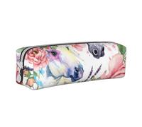 Estuche para lápices, Estuche de Cuero para lápices, Estuche para lápices, Organizador de papelería, Estuche para lápices, Acuarela Caballo Rosas Flores
