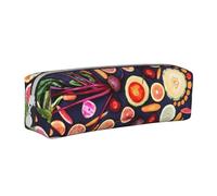 Estuche para lápices, Estuche de Cuero para lápices, Estuche para lápices, Organizador de papelería, Estuche para lápices, Vegano Frutas Vivas Verduras Imprimir