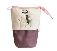 Estuche para lápices, estuche de gran capacidad, plegable, organizador de bolígrafos, estampado de libro, estuche con cremallera, organizador para adultos, adolescentes, niñas en la escuela, café, Ver