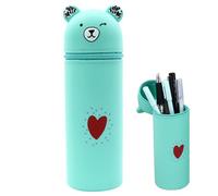 Estuche para lápices, estuche de lápices de silicona, estuche de lápiz lindo, estuche vertical escolar para niños y estudiantes, verde, Se référer au descriptif, Consulte la descripción