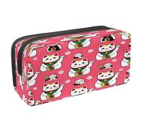 Estuche para lápices, estuche de papelería para estudiantes, para adolescentes, niños, niñas, suministros de oficina escolar, gatos Maneki Neko Cherry Florals