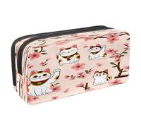 Estuche para lápices, estuche de papelería para estudiantes, para adolescentes, niños, niñas, suministros de oficina - Maneki Neko Cats Blossom Cherry