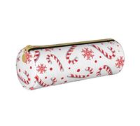 Estuche para lápices, Estuche para bolígrafos, Estuche portátil para lápices, Estuche de Cuero, Bolsas de Almacenamiento de papelería, Bastón de Caramelo Rojo navideño