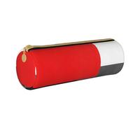 Estuche para lápices, Estuche para bolígrafos, Estuche portátil para lápices, Estuche de Cuero, Bolsas de Almacenamiento de papelería, Bloque Geométrico Rojo Gris Blanco Y Negro