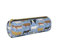 Estuche para lápices, estuche para bolígrafos, estuche portátil para lápices, estuche de cuero, bolsas de almacenamiento de papelería, Conjunto de toros y vacas animales de granja ganado mamífero