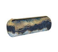 Estuche para lápices, Estuche para bolígrafos, Estuche portátil para lápices, Estuche de Cuero, Bolsas de Almacenamiento de papelería, Pintura Abstracta Brillo Dorado Mármol Azul