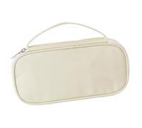 Estuche para lápices, estuche para lápices, estuche con cremallera, estuche para lápices de gran capacidad, estuche para lápices con asa, bolsa de maquillaje de papelería para regla de goma, Beige, se