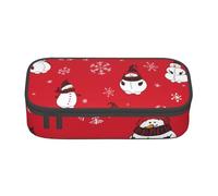 Estuche para lápices, estuche para lápices impreso de gran capacidad, estuche para lápices, estuche para lápices para oficina y escuela.Divertidos muñecos de nieve y copos de nieve navideños