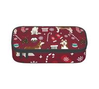 Estuche para lápices, estuche para lápices impreso de gran capacidad, estuche para lápices, estuche para lápices para oficina y escuela.Husky Bastones de caramelo Medias Vacaciones Perro Ruby