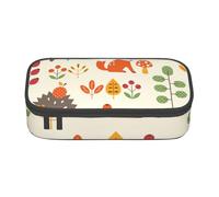 Estuche para lápices, estuche para lápices impreso de gran capacidad, estuche para lápices, estuche para lápices para oficina y escuela.Patrón De Otoño Con Búho Zorro Ardilla Aves Animal Print