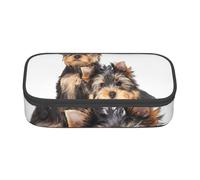 Estuche para lápices, Estuche para lápices Impreso de Gran Capacidad, Estuche para lápices, Estuche para lápices para Oficina y Escuela.Dos Cachorros de Yorkshire Terrier