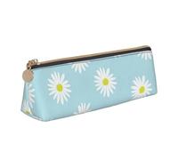 Estuche para lápices, Estuche para lápices Triangular, Estuche para lápices portátil, Estuche de Cuero para Oficina Escolar,Linda Margarita Flor Florales Azul