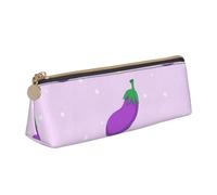 Estuche para lápices, Estuche para lápices Triangular, Estuche para lápices portátil, Estuche de Cuero para Oficina Escolar,Berenjena Vegetal Fruta