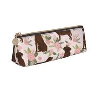 Estuche para lápices, Estuche para lápices Triangular, Estuche para lápices portátil, Estuche de Cuero para Oficina Escolar,Labrador Retriever Brown Perro Flor