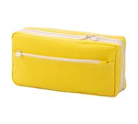 Estuche para lápices, estuche simple para lápices, estuche con cremallera, lona de gran capacidad, Amarillo