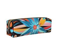 Estuche para lápices étnico abstracto para niños y niñas, diseño de flores aztecas, estuche de cuero para escuela, oficina, viajes, organizador portátil de papelería, bolsa de maquillaje, Cremallera