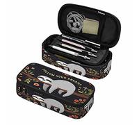 Estuche para lápices Follow Your Dreams Cute Sloth Tree Branches Flower Tree Leaves Estuche para lápices de animales de dibujos animados Office College School Student Gran almacenamiento con cremall