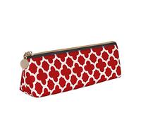 Estuche para lápices geométrico rojo patrón de cuero bolsa de lápices de gran capacidad estuche para lápices bolsa de cosméticos suministros escolares