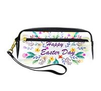 Estuche para lápices Happy Easter Day de piel sintética con cremallera para niños y niñas, suministros escolares y de oficina