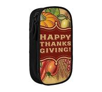 Estuche para lápices Happy Thanksgiving de tamaño mediano con doble cremallera para el trabajo, bonito, Black, Talla única, Maleta