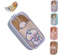 Estuche para lápices Kawaii para niñas, estuche estético transparente para niñas, bonito estuche para lápices de conejo, estuche grande transparente para niñas Kawaii suministros escolares (morado)