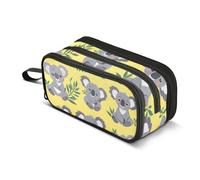Estuche para lápices Leaf Koalas, gran capacidad para niños y niñas, 3 compartimentos, organizador de papelería, estuche para escuela, oficina, trabajo, Koalas de hoja, Talla única, Maletín