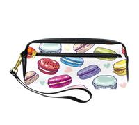 Estuche para lápices, Macarons of Various Flavors Pen Bag Pouch PU Leather Stationery Pouch with Zipper for Boys Girls School & Office Supplies