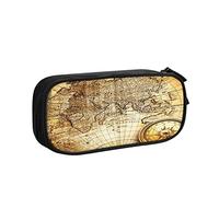 Estuche para lápices, mapa de cuerda de brújula mundial, gran capacidad, soporte para bolígrafos, suministros escolares, organizador de almacenamiento de papelería para oficina, estudiantes, niñas y niños
