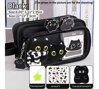 Estuche para lápices mejorado de gato adorable desmontable - neceser de gran capacidad de 10 capas, llavero, pegatinas y pin de felpa, artículos de oficina, para