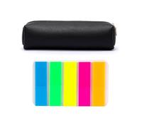 Estuche Para Lápices Negro De 1 Pieza, 1 Juego De Pegatinas De Índice, Estuche Para Lápices Negro, Estuche Para Lápices Para Adultos, Estuche Para Lápices De Cuero, Estuche Para Lápices Mini