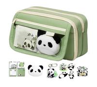 Estuche para lápices Panda Multi-Layer Gran Capacidad Panda Pencil Pouch Papelería Bolsa de Papelería Panda Lindo Panda Plumas Estudiantes Estuche Lindo Estuche para la Oficina Escuela, verde, ver