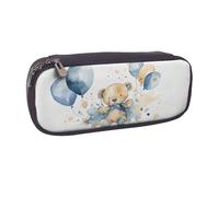 Estuche para lápices, papelería, maquillaje, dinero en efectivo, monedas, Globos de acuarela azul cielo oso 2, Talla única, Organizador de bolsas