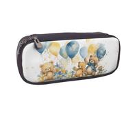 Estuche para lápices, papelería, maquillaje, dinero en efectivo, monedas, Globos de acuarela azul cielo oso 1, Talla única, Organizador de bolsas