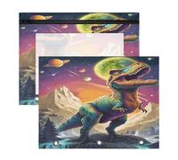 Estuche para lápices para carpeta de 3 anillas, estuche transparente con ventana superior, gran capacidad para oficina, escuela, paquete de 2 unidades, planeta dinosaurio rugido