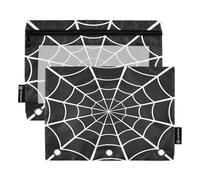 Estuche para lápices para carpeta de 3 anillas, telaraña, bolsas oscuras con cremallera a granel, estuche para bolígrafos con ventana transparente, clase escolar, oficina, 2 unidades, multicolor