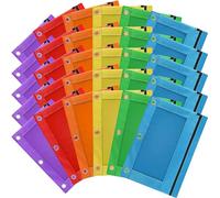 Estuche para lápices para Carpeta de 3 Anillos, Paquete de 30 Bolsas a Granel con Cremallera, 6 Estuches de Colores para Suministros de Oficina, Bolsillo Grande de Tela Resistente y Duradero para