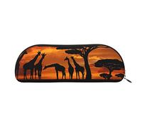 Estuche para lápices para niñas, bolsa de brochas de maquillaje, bolsa para bolígrafos, jirafa bajo el árbol en África, soporte para lápices impreso, bolsa de almacenamiento de papelería, Go, color, 5.0cm*10.5cm*20.5cm, Estuche para lápices
